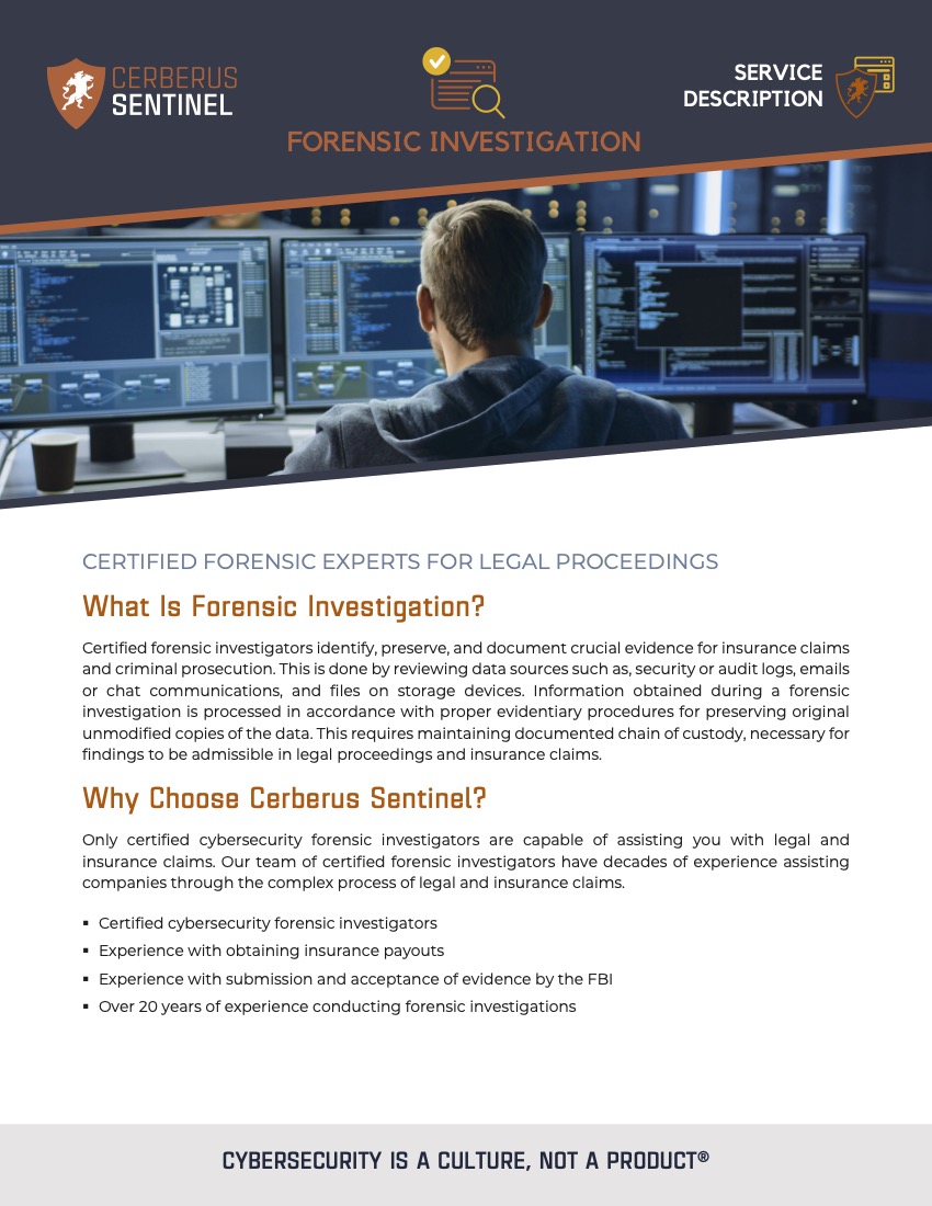 Forensic Investigation – Service Overview
