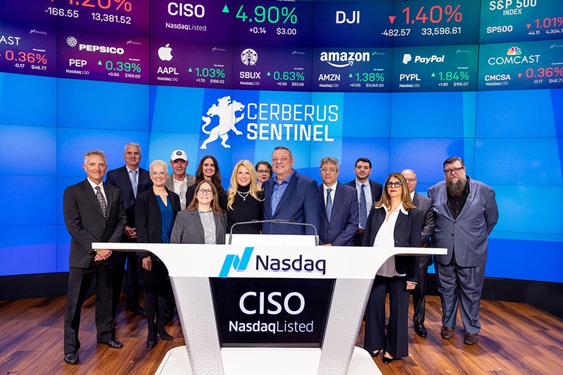 Cerberus Sentinel Rings The Nasdaq Stock Market Opening Bell