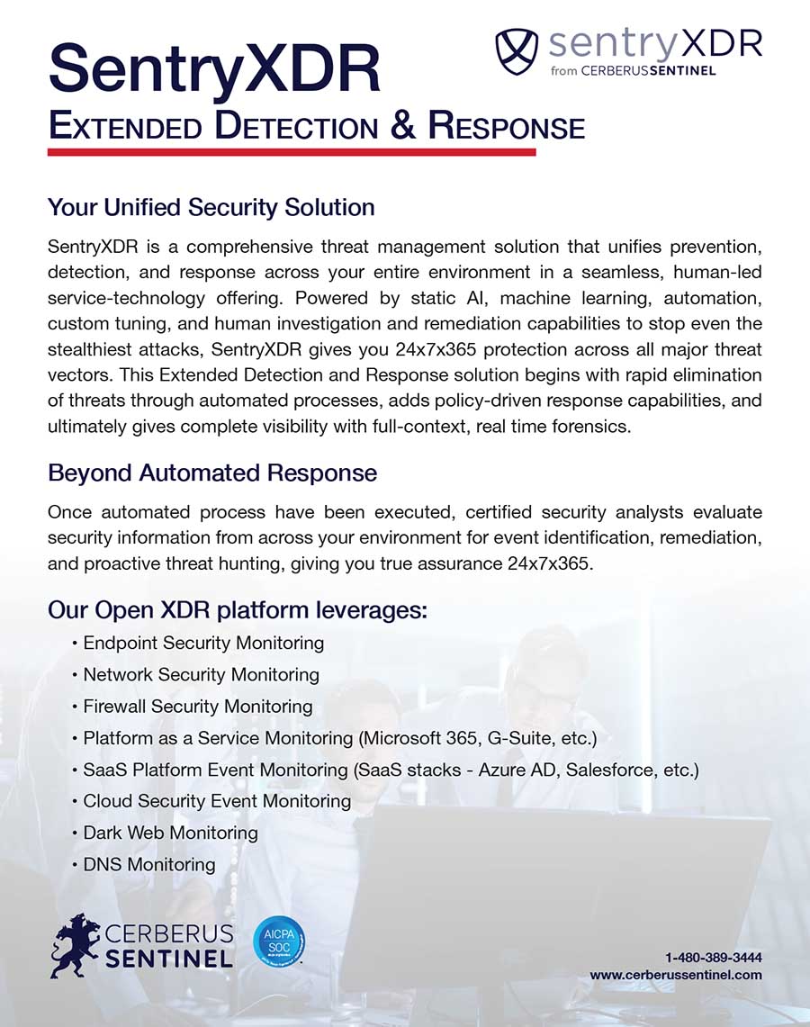 SentryXDR Extended Detection & Response Service Overview for Ransomware Prevention