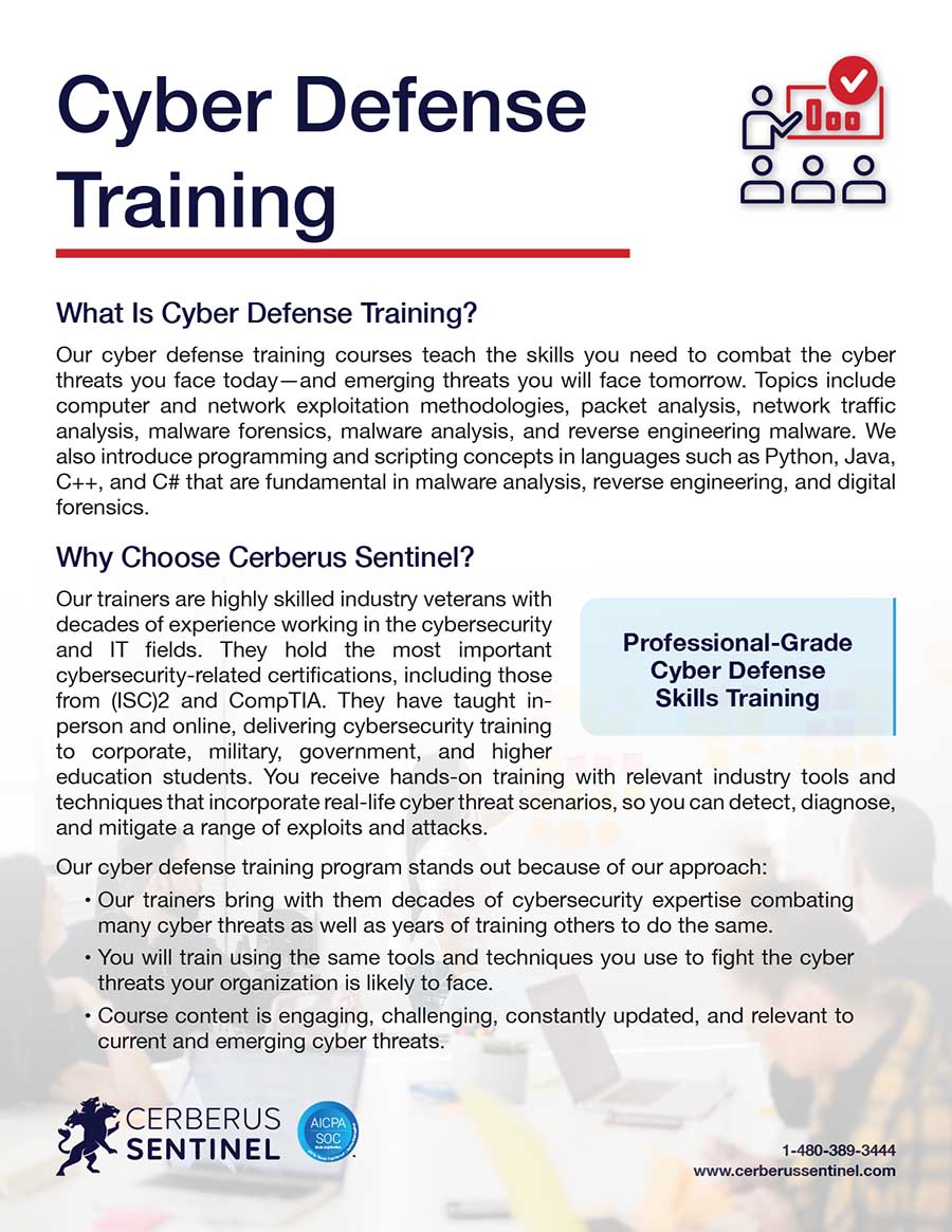 Cyber Defense Training Service Overview