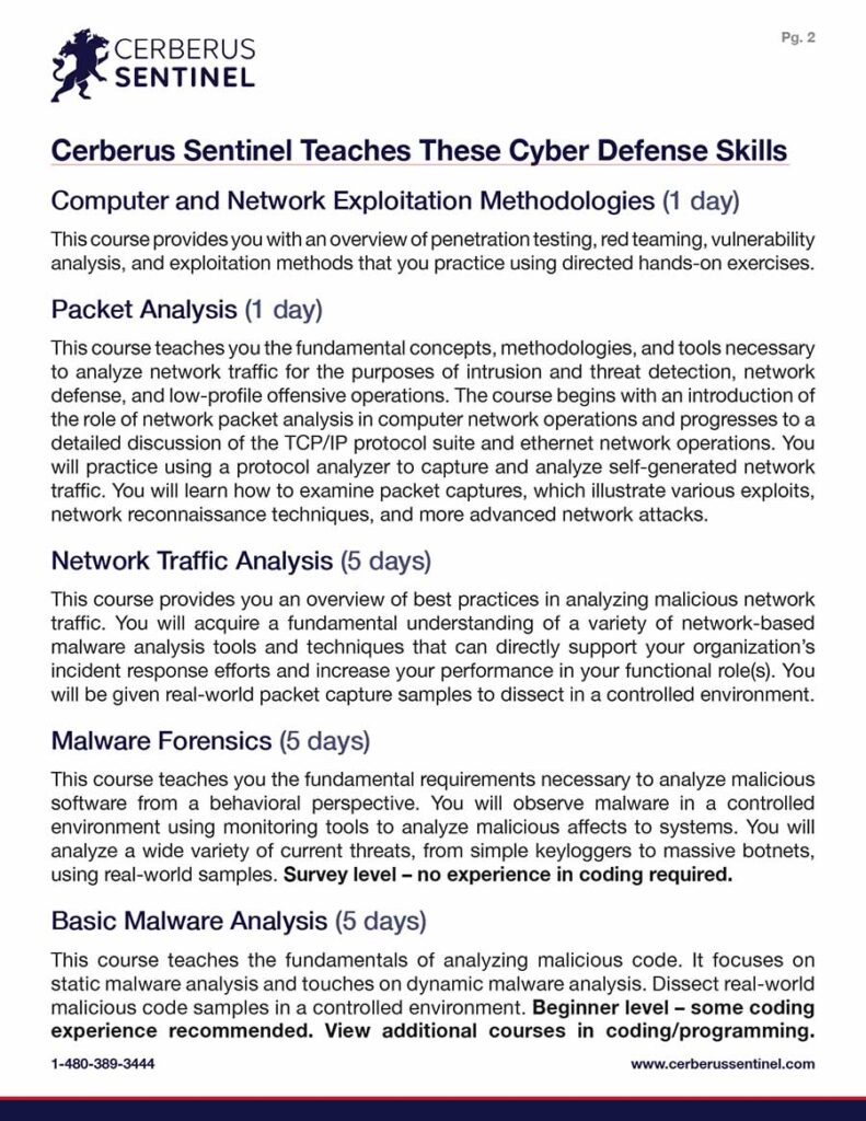 Cyber Defense Training Service Overview Image 2
