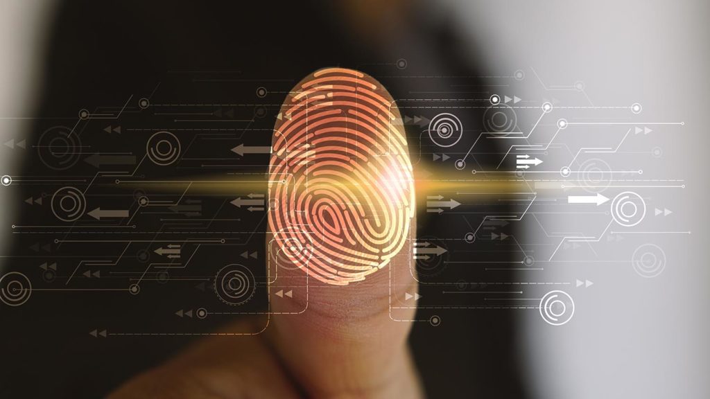 Biometrix thumbprint image on federal cybersecurity services page